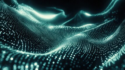Poster - Abstract Teal Wavy Digital Background