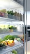 © Dai - Refrigerator interior with clear bins holding dairy and produce, well-spaced and visually pleasing organization