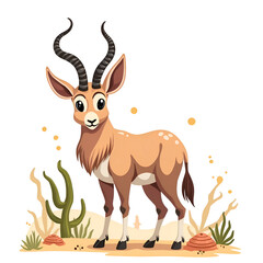  Explore the grace and beauty of the desert gazelle in its natural habitat, digital illustration of character design concept.