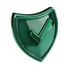 Poster - 3D Green Shield with Checkmark