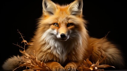 Wall Mural - A red fox with bright, curious eyes stares directly at the camera. The fox's fur is a rich, reddish-brown color, with a white chest and belly. 
