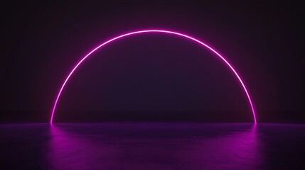 Fototapete - Pink Neon Arc Light Over Dark Surface