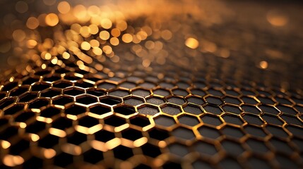 Poster - Intricate Golden Honeycomb Structure Background