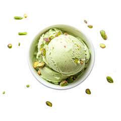 Aufkleber - Melting Scoop of Pistachio Ice Cream in White Bowl - Top View