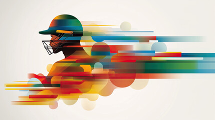 Poster - Stylized vector art of cricket player in action, showcasing vibrant colors and dynamic movement. This artwork captures essence of sport with energy and creativity