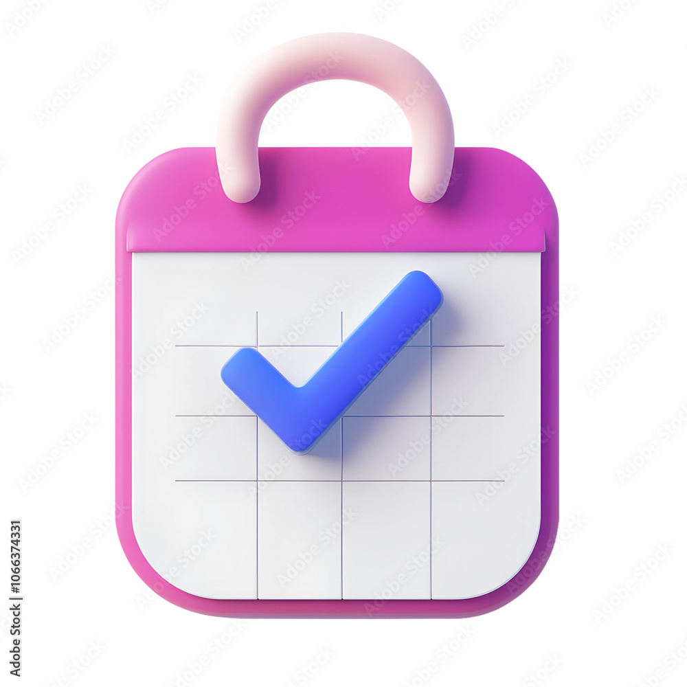 3D calendar icon with a minimalist Isolated on transparent background ...