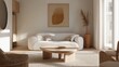 © Holo Frame - Scandinavian living room interior featuring coastal accents and minimalist furnishings