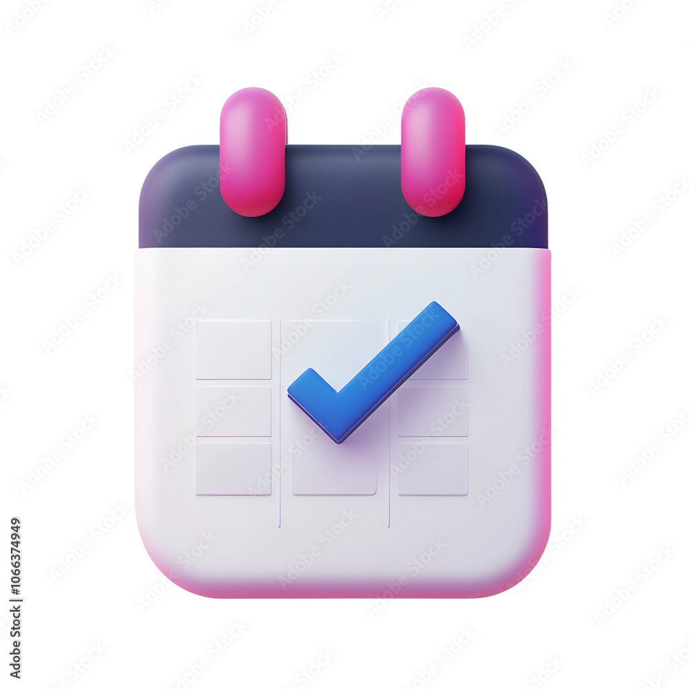 3D calendar icon with a minimalist Isolated on transparent background ...