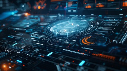 Aufkleber - glowing lines and intricate patterns form a futuristic interface, visualizing data analysis and proj