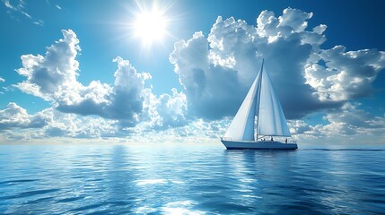 Wall Mural - Serene Sailing on Calm Blue Waters