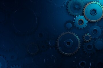 Poster - Abstract background featuring various gears in shades of blue against a dark backdrop