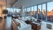 © Pannee - Modern Loft Living Room with City View