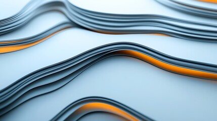 Fototapete - Abstract 3D Render of Curved Blue and Orange Shapes