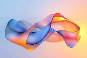 Poster - Colorful abstract ribbon flowing gracefully in the air against a soft pastel background during a tranquil morning