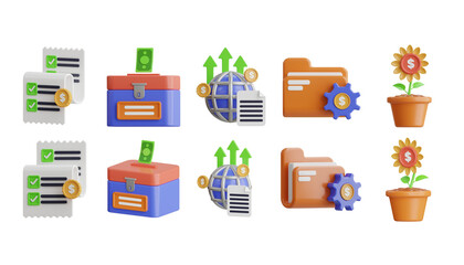 Poster -  Finance and Growth Icons for Investment and Economic Development. 3D Icon High Quality Render