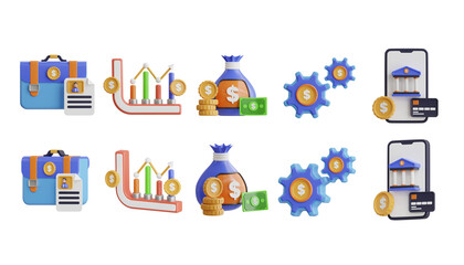 Poster - Business and Financial Icons for Investment and Banking Solutions. 3D Icon High Quality Render