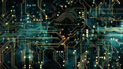 Poster - visualization of a digital impact or a processor or computer starting, booting and data transmission