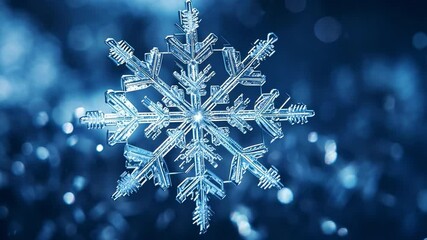 Poster - crystalline snowflake macro: intricate details of a single, exquisitely formed snowflake against a s