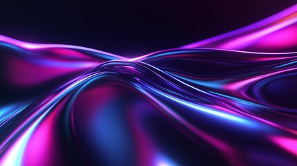 Poster - Abstract waves of vibrant purple and blue light flow across a dark background, creating a mesmerizing visual effect at night