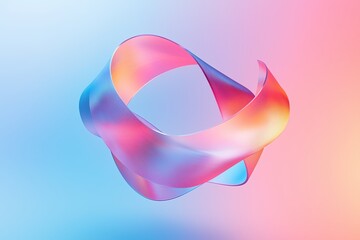 Poster - abstract swirling ribbon in soft pastel hues, creating a dynamic visual effect against a gradient ba