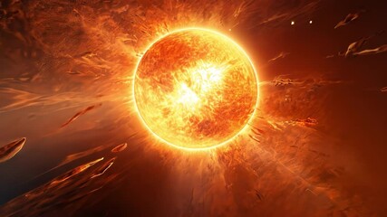 Leinwandbilder - Cosmic Inferno: A fiery and intense depiction of a blazing sun, radiating heat and energy in the vast emptiness of space. Its surface crackles with energy.