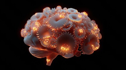 Poster - Futuristic Brain with Gears and Lights Concept Design
