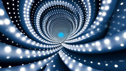 Leinwandbilder - Digital Tunnel of Light: A mesmerizing abstract image of a spiraling tunnel composed of luminous white dots against a deep blue backdrop. The hypnotic design evokes a sense of depth and mystery.
