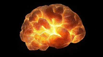 Poster - Glowing Brain with Electric Energy on Black Background