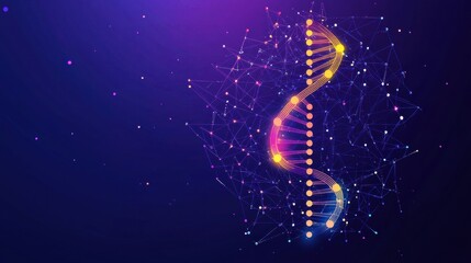 Poster - Abstract DNA Helix with Colorful Connections and Lights