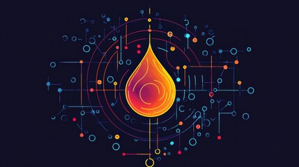 Poster - Abstract Water Drop with Colorful Digital Elements
