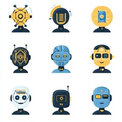 Poster - Colorful Robot Illustrations for Tech Designs