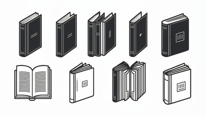 Aufkleber - Thin line book icon set isolated on a white background created as a vector illustration design concept._00001_