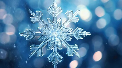 Leinwandbilder - crystal snowflake macro: intricate details of a single, perfectly formed snowflake against a bokeh b