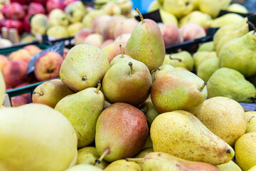 Wall Mural - food organic freshness fresh healthy green fruit diet ripe vegetarian background agriculture pear