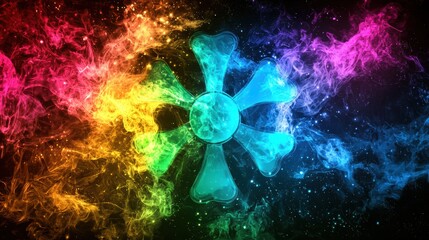Poster - Vibrant Abstract Colorful Smoke and Flower Design
