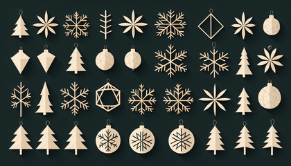 Aufkleber - A set of natural decorations for a Christmas theme that resemble vectors in their design simplicity and geometric shapes._00001_