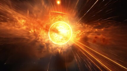Poster - Cosmic Inferno: A fiery celestial explosion, radiating intense energy and light, creating a mesmerizing spectacle of cosmic power.  