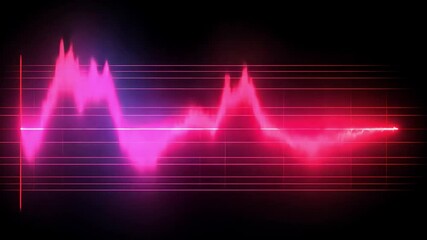 Leinwandbilder - Abstract Neon Pulse: A captivating abstract design, featuring a glowing red and pink pulse line against a dark, gridded backdrop, evoking a sense of energy, rhythm, and modern technology. 