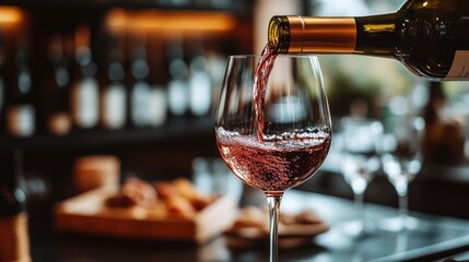 Red wine being poured into a glass.