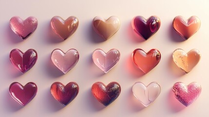 Poster - Colorful Heart Shapes in Soft Light Arrangement