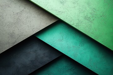 Poster - Abstract Geometric Shapes in Green, Gray, and Black