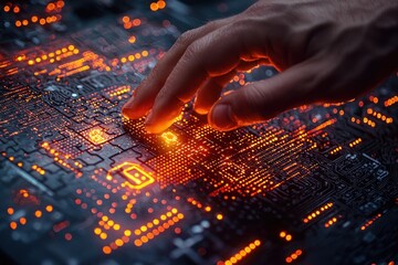 Poster - A Hand Interacting with a Glowing Circuit Board