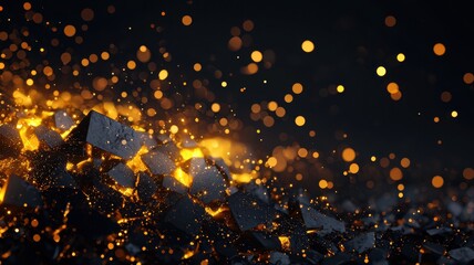 Poster - Abstract Glowing Mineral Structures in Dark Background