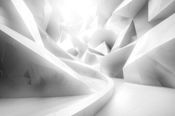 Aufkleber - Abstract White Geometric Structure with Curved Pathway
