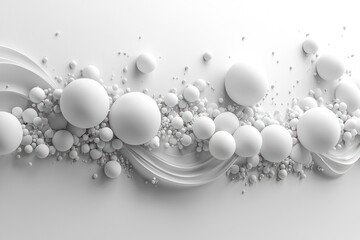 Poster - Abstract White Spheres and Curved Surface