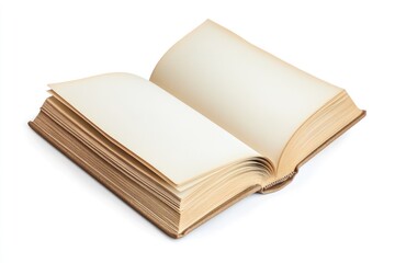 Poster - Open Vintage Book with Blank Pages on White Background
