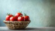 © Nijat - Vibrant fresh tomatoes arranged in a woven basket, capturing the essence of freshness and natural beauty, with ample copy space for your creative needs.