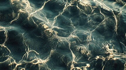 Leinwandbilder - Close-up of a rippling water surface background, highlighting the intricate patterns and textures of the water, providing ample copy space for overlay text.
