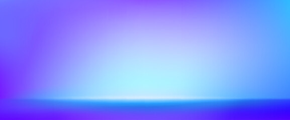Poster - Smooth blue and purple color gradient studio room interior. Minimalist background of empty photographic limbo space. Realistic vector showroom backdrop for product photography or goods presentation.