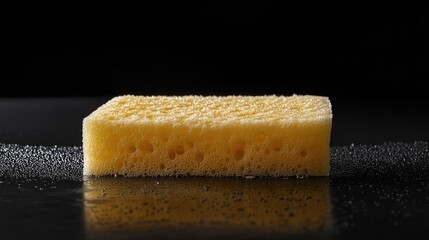 Leinwandbilder - EPDJ sponge lies elegantly on a black background, capturing the essence of texture and contrast. This photo provides a dynamic view of the EPDJ sponge, perfect for various design needs.